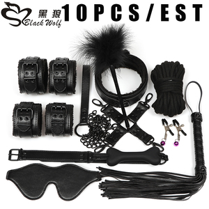 Lobo negro ec-amigable máscara de cuero de auto cuerda restraint bdsm bdsm <span class=keywords><strong>sex</strong></span> game gear kit set femenino esclavitud sexual - Product Image 1