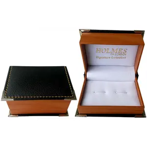 Factory PU leather cufflinks box custom plastic cuff links packaging box