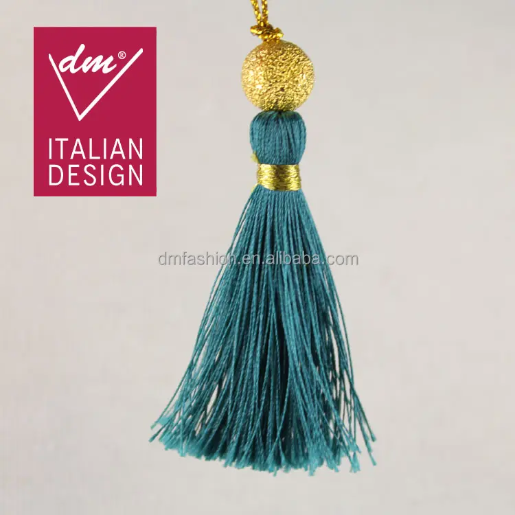 Italy design decorative blue fancy tassel with golden bead
