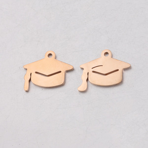 Pendentif en acier inoxydable pour la fabrication de bijoux, accessoires pour pendentif, chapeau de garçon, en forme de casquette, porte-bonheur, 16x29mm - Product Image 4