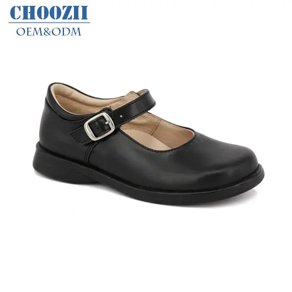 Guangzhou High Quality OEM Children Shoes Black Leather Girl Mary Jane School Shoes for Kids