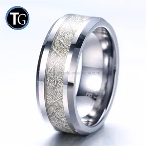 Fashion design personalizzato tungsteno meteorite anello per gli uomini