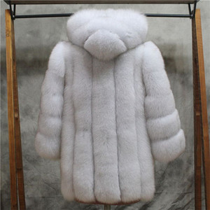 Gran precio en abrigo de piel sintética de visón Vintage blanco para mujer con cuello con capucha de talla grande estilo Vintage de invierno - Product Image 6