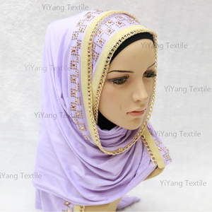 Islamico musulmano Malaysia Indonesia in pizzo floreale semplice strass con perline scialle Hijab per ragazza vestito di moda - Product Image 1