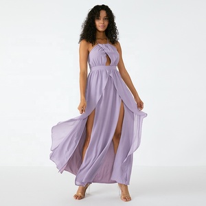 Púrpura dividir Halter <span class=keywords><strong>vestido</strong></span> <span class=keywords><strong>de</strong></span> baile desnudo hombro fuga a péndulo <span class=keywords><strong>vestido</strong></span> - Product Image 3