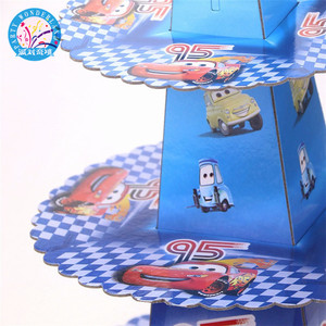 Support à gâteau 3 niveaux, <span class=keywords><strong>image</strong></span> de dessin animé, <span class=keywords><strong>voiture</strong></span> de décoration de fête d'<span class=keywords><strong>anniversaire</strong></span> pour enfants, accessoire de réception, fournitures de support pour chocolat en papier réception-cadeaux pour bébé - Product Image 2