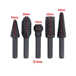 5Pcs Steel Rotary Rasp File 1/4 "Shank Rotary Kerajinan File Ditaburi Parutan Duri Kayu Bit Daya Menggiling Kayu Tangan Alat