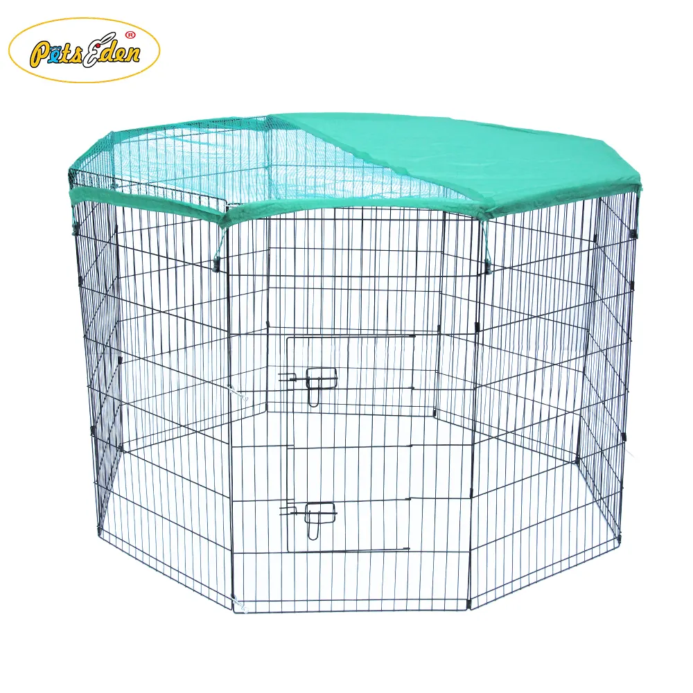 Hot sale expandable wire dog playpen puppy cat exercise fence cage with cover