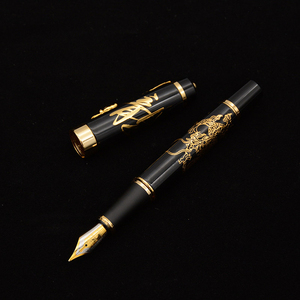 Jinhao caneta fonte, nova caneta de fonte dourada com olhos de cristal vermelho, com empurrador em tinta, conversor de cartucho substituível - Product Image 6
