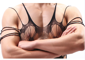 Lingerie <span class=keywords><strong>Sexy</strong></span> pour Homme Motif COEUR Body Résille Grande Taille Bas de Corps Noir