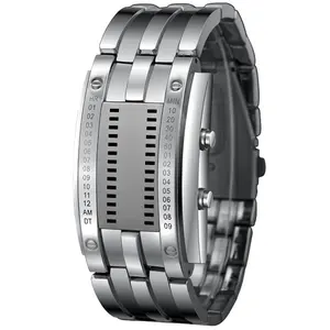 SKMEI 0926 électronique fer samurai led montre hommes montres 2018 mince en acier inoxydable couple montre-bracelet