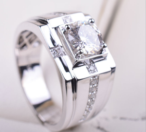 남성용 도매 맞춤형 18K 로즈 골드 모이사나이트 속지 링 - Product Image 6