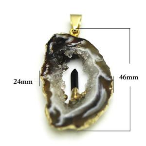 Beadsnice ID 31401 Pointes d'agate géode soudées avec attache pendentif plaqué or, pierres Druzy, composant de bijouterie - Product Image 3