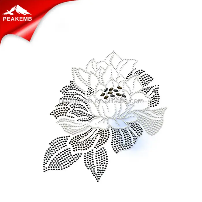 Camiseta ostentosa con motivo personalizado, flor para Diamante de imitación, planchado, diseño