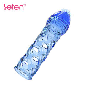 Klitoris G-Punkt Stimulation <span class=keywords><strong>Sex</strong></span> Zeit verlängerung Spiked Hollow Hollow-Carved Design Weiche Silikon Dildo hülle für Männer - Product Image 5