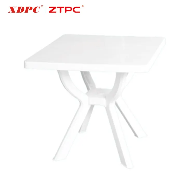 Outdoor plastica quadrato colore bianco pieghevole tavolo con gambe smontabili