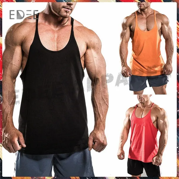 Pamuk spandex erkek stringer tank top stringer yelek boş spor salonu erkek stringer atlet toptan