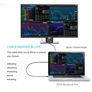 Thunderbolt 3 Compatible con USB 3,1 de tipo C adaptador DP Cable 1,8 m 6ft para MacBook <span class=keywords><strong>ChromeBook</strong></span> Pixel <span class=keywords><strong>Galaxy</strong></span> S8 /S8 Plus - Product Image 3