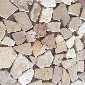 High Quality Natural Stone Travertine Beige Irregular Marble Mosaic Kitchen Tile