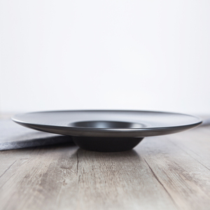 Plato de porcelana con borde ancho, <span class=keywords><strong>platos</strong></span> de <span class=keywords><strong>Pasta</strong></span> de color negro mate - Product Image 3