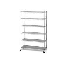 Zinc Plated Heavy-Duty Wire Shelving Kit with Casters and Shelf Liners Storage Racks & Shelving Units