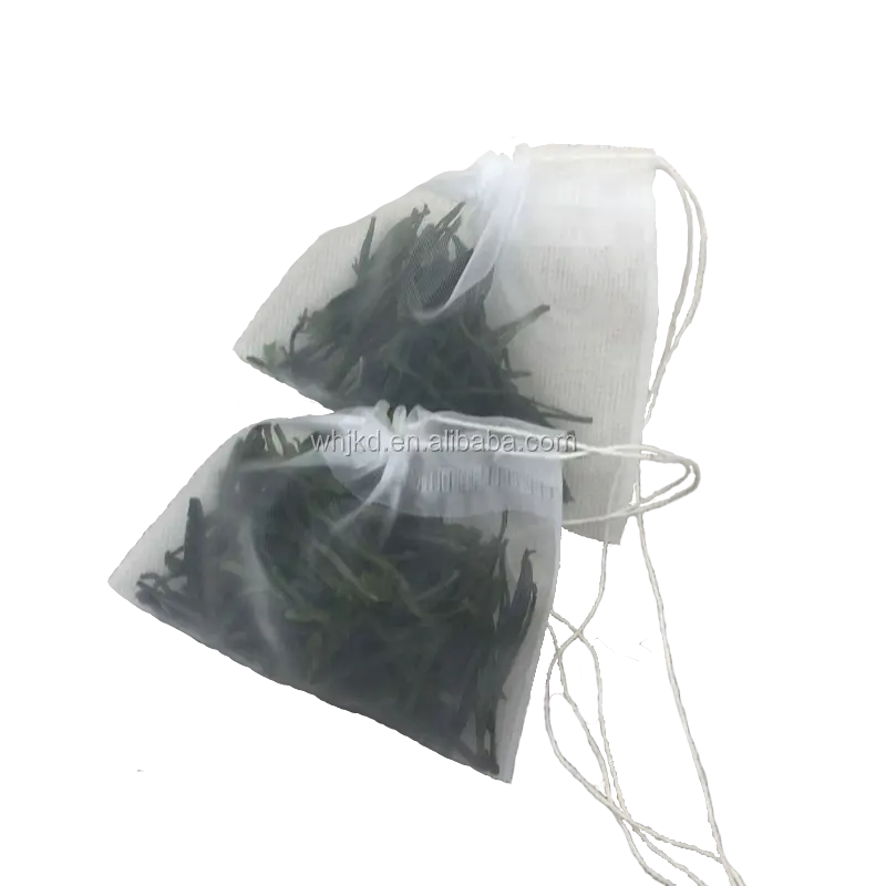 Food grade transparent nylon mesh tea bag tea filter bag with string and tag