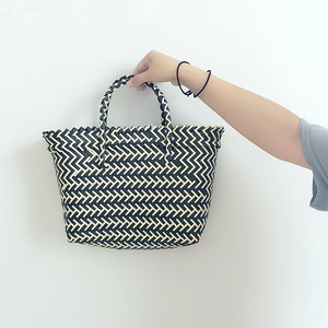 Pochette en paille pour <span class=keywords><strong>femme</strong></span>, panier <span class=keywords><strong>noir</strong></span>, sac de plage, mode, vente en gros, - Product Image 3