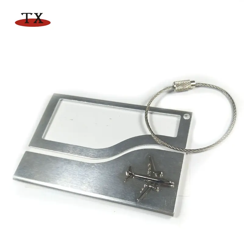 Metal aluminum alloy blank travel baggage luggage tag strip with metal airplane for airline company souvenir gift