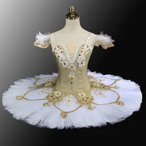 Livraison gratuite! Jaune belle au bois dormant anniversaire Variation crêpe Tutu enfant Aurora Variation Ballet Costume pas cher ballerine Costumes