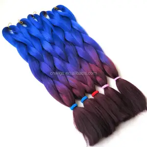 100g/pc 24" Silky and Soft HT Ombre Jumbo Synthetic Braiding Hair Crochet Blonde Pink Blue Grey Hair Extensions African Viscera