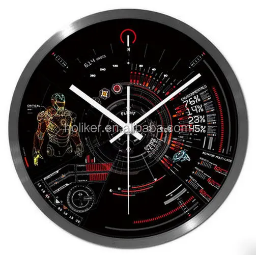 Custom dial decorative 24 hour wall clock metal promotional modern wall clock for sale