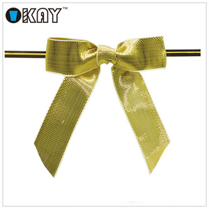 OKAY Top 10 Petits nœuds pré-noués <span class=keywords><strong>en</strong></span> <span class=keywords><strong>ruban</strong></span> <span class=keywords><strong>de</strong></span> satin doré pour cadeaux - Product Image 2