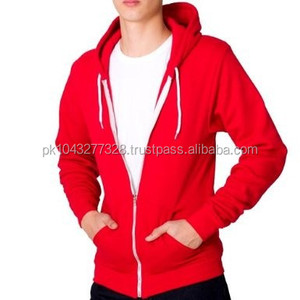 Sweats à capuche et sweatshirts d'hiver à fermeture éclair pour hommes en polyester teint uni/coton - Product Image 6