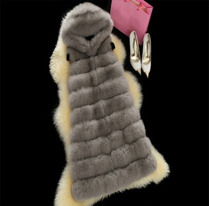 Delle Donne di modo Caldo Lungo Faux della Pelliccia di Fox del Panciotto Della Maglia Senza Maniche Con Cappuccio del <span class=keywords><strong>Cappotto</strong></span> del Rivestimento - Product Image 5