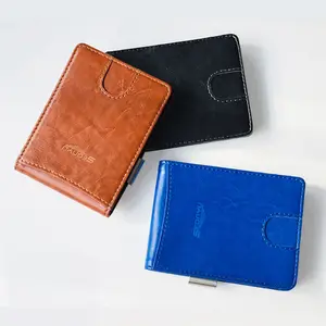 YS-K026 Hot sale 2019 men black and brown PU leather slim credit card holder money clip wallet with zipper coin pocket