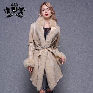 <span class=keywords><strong>Giacca</strong></span> in Vera <span class=keywords><strong>Pelle</strong></span> di Pecora <span class=keywords><strong>Beige</strong></span> con Collo a Volpe, Stile Moderno Invernale - Product Image 3