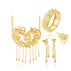 Joyería Xuping al por Mayor, Juego de Joyería de Lujo Vintage con Dragón, Regalo para Bodas Chinas, Chapado en Oro - Product Image 1