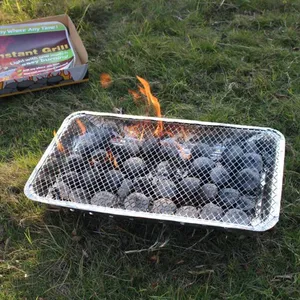 Alat BBQ Piknik Luar Ruangan Satu Orang, Panci Bbq Arang Mini Portabel Sekali Pakai Instan Foil Aluminium Berkemah untuk Satu Orang