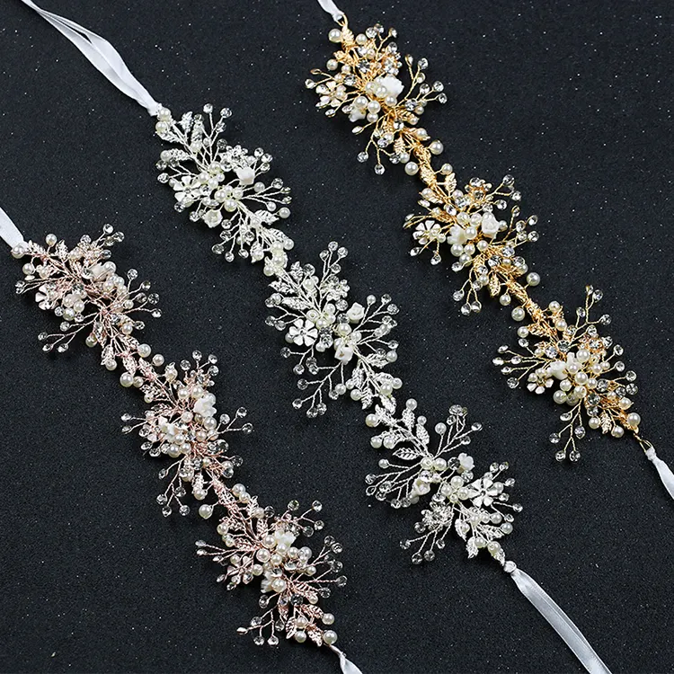 Chất Lượng Tốt Ngọc Trai Hoa Tóc Vine Wedding Headband Phụ Kiện Cô Dâu Cổ Tích Fancy Headpieces