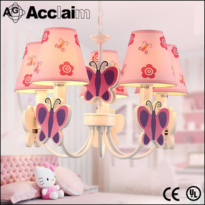 Rose bonbon enfants tissu chaîne <span class=keywords><strong>lustre</strong></span> style ligne papillon suspendus éclairage pour salon - Product Image 4