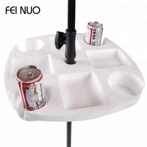 Portatile 17in Diametro heavy duty <span class=keywords><strong>plastica</strong></span> bianca patio ombrellone tavolo con 4 supporti di tazza - Product Image 4