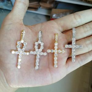 Kalung Liontin Salib Hip Hop CN019 dengan Rantai Kuba, Setting Kuningan, Batu CZ, Perhiasan untuk Pria dan Wanita - Product Image 6