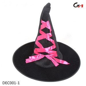 En gros vente seude satin impression bordée des matériel halloween <span class=keywords><strong>chapeau</strong></span> de sorcière - Product Image 1