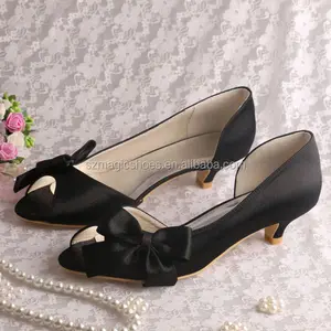 (23 Colors)Extra Size Black Shoes with Low Heels with Bow