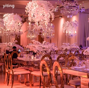 Hiện đại Có Độ Bóng Cao Tỏa Sáng Gương Thủy Tinh hoặc Bằng Đá Cẩm Thạch Trên Bàn Ăn và Ghế cho Đám Cưới indonesia Phong Cách - Product Image 3