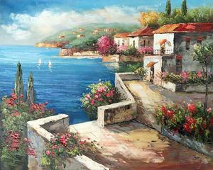 <span class=keywords><strong>Peinture</strong></span> moderne de diamant de toile de <span class=keywords><strong>paysage</strong></span> méditerranéen pour le salon - Product Image 5