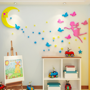 Ragazza con la luna soffitto autoadesivo della <span class=keywords><strong>parete</strong></span> per i bambini camera dei bambini camera <span class=keywords><strong>da</strong></span> letto della <span class=keywords><strong>parete</strong></span> decori lune - Product Image 4