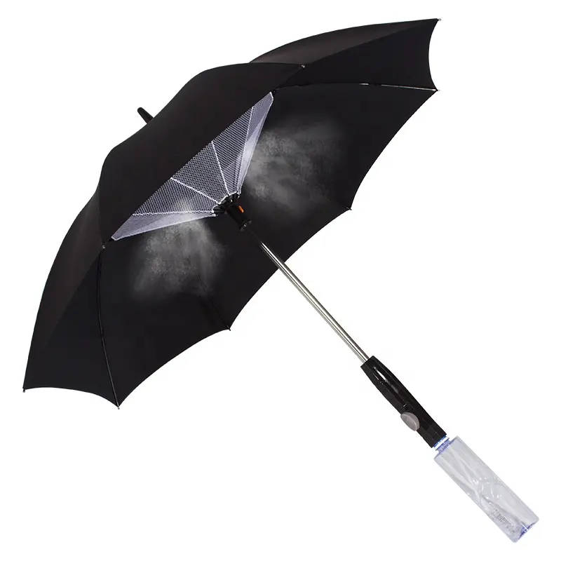 ファンの新鮮なそよ風が付いている傘は雨に対して二重に働きますスプレーが付いている紫外線防止太陽涼しいファンの傘