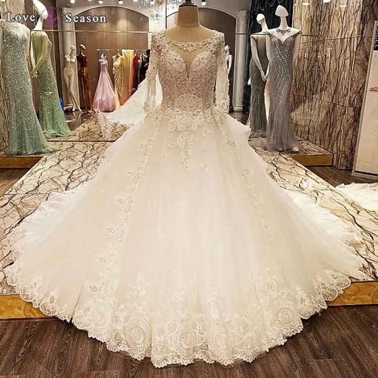 Jancember LS89965 bridals formal couture wholesale with diamonds stones gown bride wedding dress