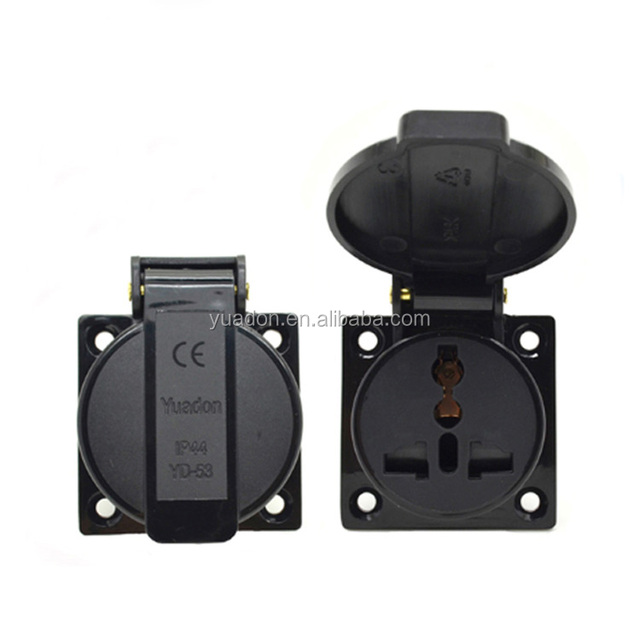 IP44 Waterproof Universal Socket Outlet with Round Cover Fire Retardant Nylon Material Outdoor Electrical Socket 240V 10A